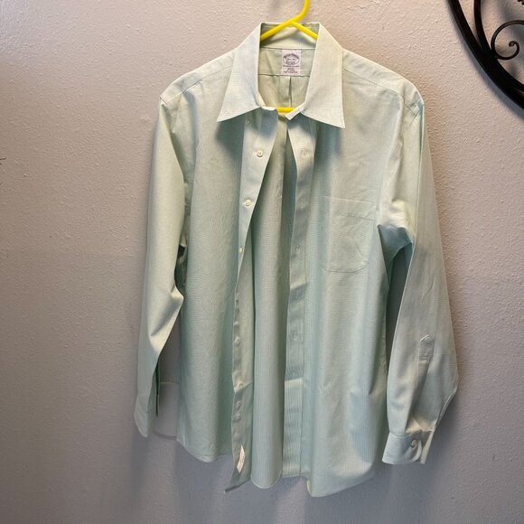 Brooks Brothers‎ Mens Slim Fit Non-Iron Button-Down Shirt 16 1/2 - 34 Green - Picture 7 of 16